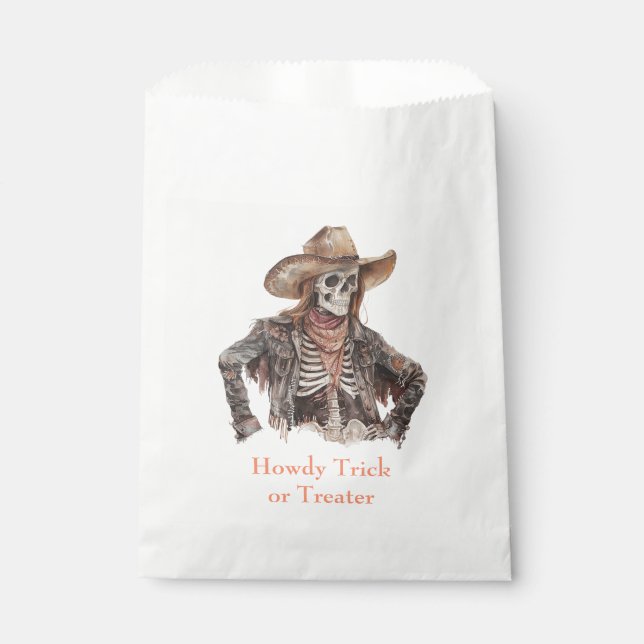 Bolsa De Papel Halloween Western Brown Cowboy Skeleton (Anverso)