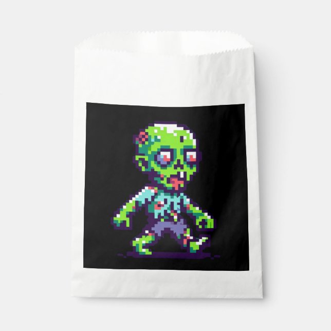 Bolsa De Papel Halloween zombie divertido de 8 bits (Anverso)