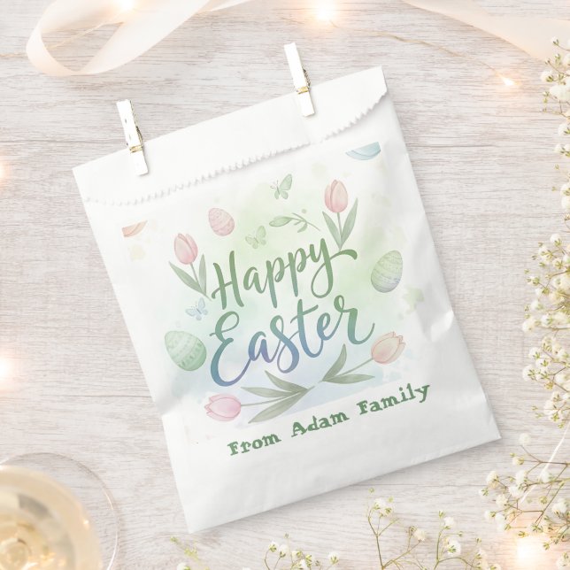 Bolsa De Papel Hand-Lettered Happy Easter Watercolor (Cortado)