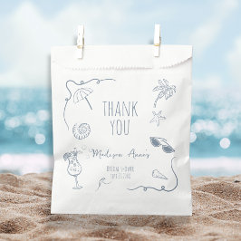 Bolsa De Papel HandDrawn Beach Doodle Thank You Bridal Shower