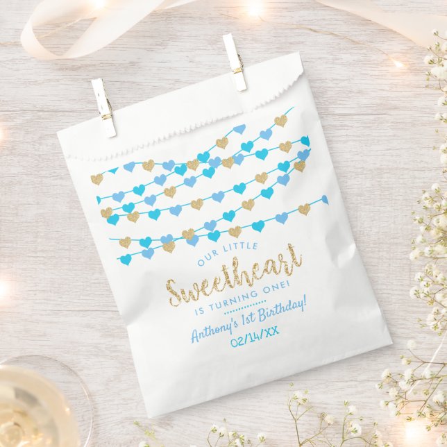Bolsa De Papel Hanging Love Hearts Little Sweetheart Birthday (Cortado)