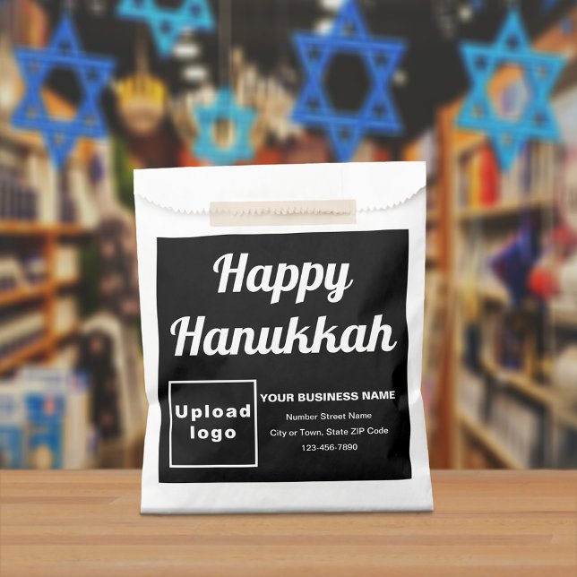 Bolsa De Papel Hanukkah Business Black Background Paper Bag (Black business brand with Hanukkah greeting on paper bag)