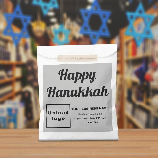 Bolsa De Papel Hanukkah Business Gray Background Paper Bag (Gray business brand with Hanukkah greeting on paper bag)
