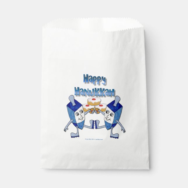 Bolsa De Papel Hanukkah Dancing Dreides y Jelly Doughnut (Anverso)