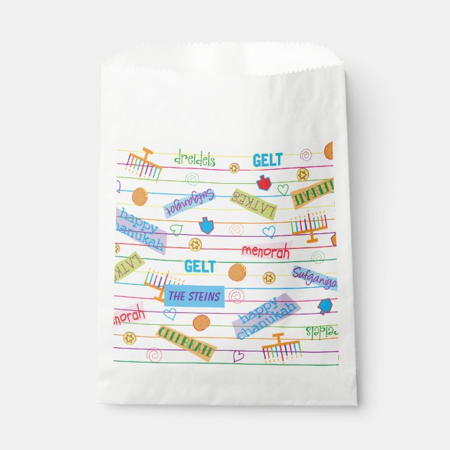 Bolsa De Papel Hanukkah Favor Bag, "Chanukah Fiesta" (Anverso)