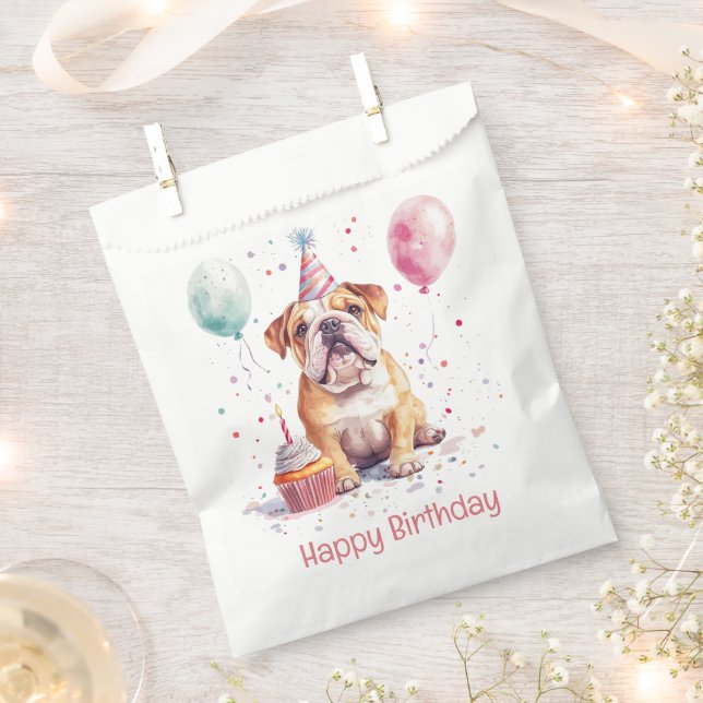 Bolsa De Papel Happy Birthday English Bulldog (Cortado)