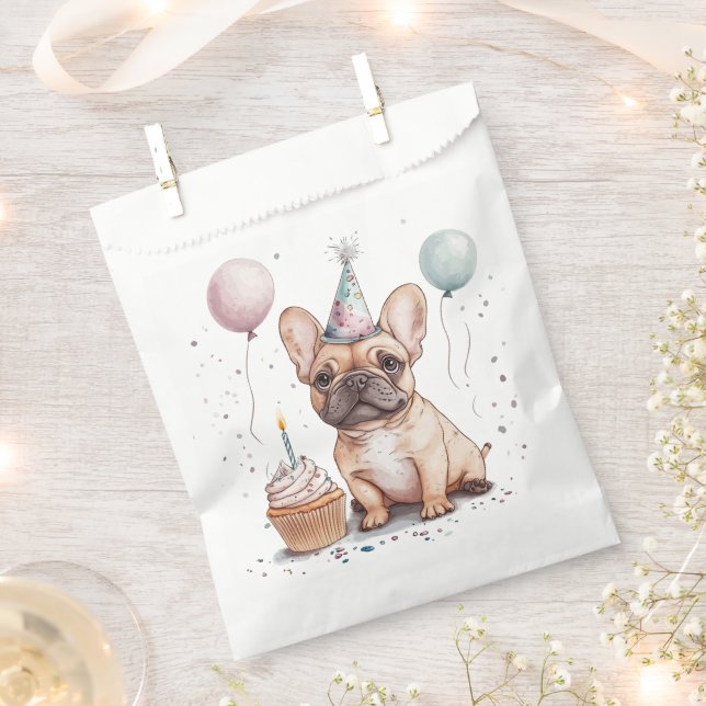 Bolsa De Papel Happy Birthday French Bulldog (Cortado)