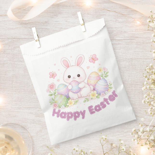 Bolsa De Papel Happy Easter Spring Design - Cute Easter Bunny  (Cortado)