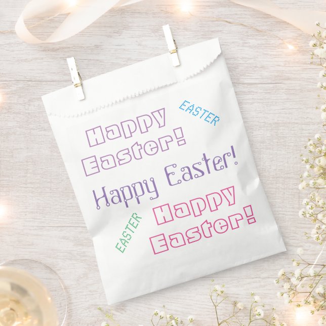 Bolsa De Papel Happy Easter Theme Pastel Typography Set de 50 (Cortado)