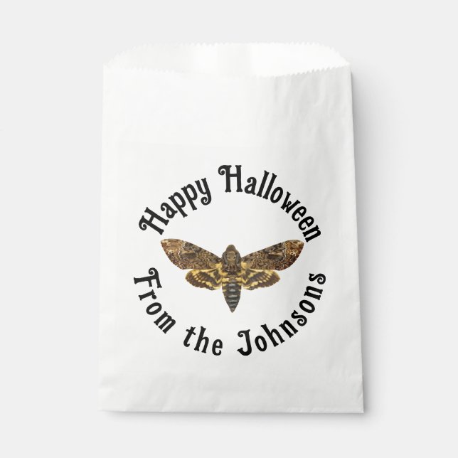 Bolsa De Papel Happy Halloween Death's Head Moth custom name (Anverso)