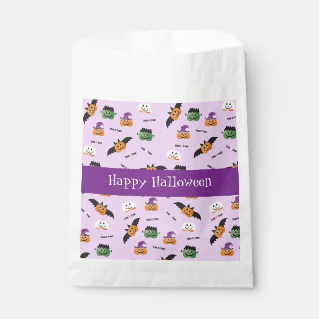 Bolsa De Papel Happy Halloween Pumpkin Pattern Púrpura Napkins (Anverso)