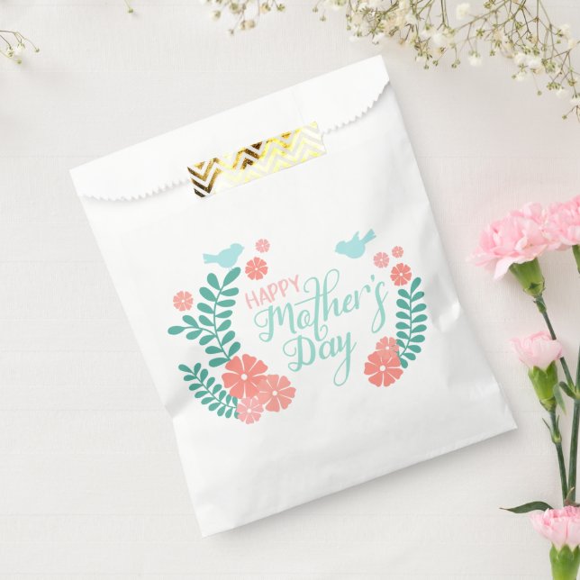 Bolsa De Papel Happy mother's day calligraphy text flowers (Sellado)