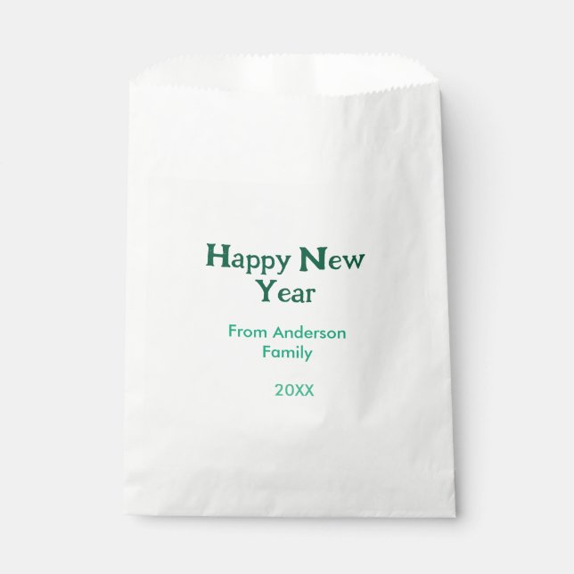 Bolsa De Papel Happy new year green add family name year simple  (Anverso)