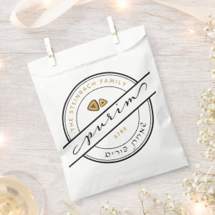 Bolsa De Papel HAPPY PURIM Script w Hamentash Bag