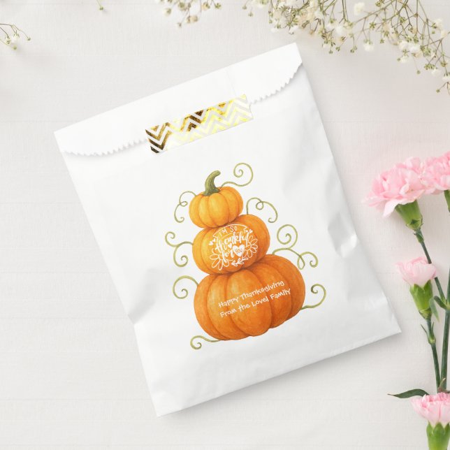 Bolsa De Papel Happy Thanksgiving Thankful Pumpkins (Sellado)