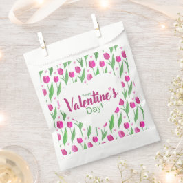 Bolsa De Papel Happy Valentine's Day Pink Tulips