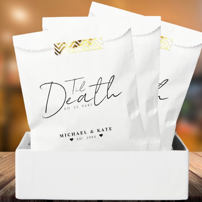 Bolsa De Papel Hasta que la muerte nos haga Boda blanco (Til Death Do Us Part White Wedding Favor Bag)