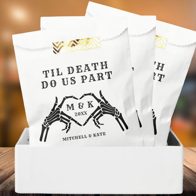 Bolsa De Papel Hasta Que La Muerte Nos Haga Parte Esbozo Boda De  (Til Death Do Us Part Skeleton Heart Hand Wedding Favor Bag
)