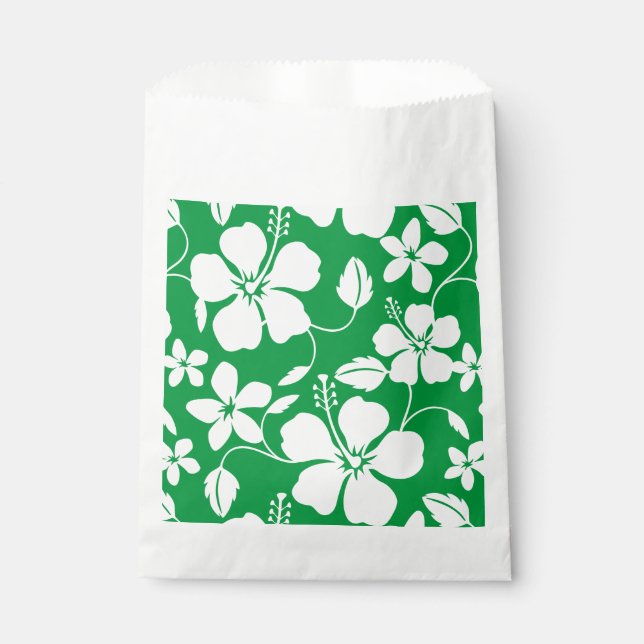 BOLSA DE PAPEL HAWAIIAN HULA (HIBISCUS) VERDE (Anverso)