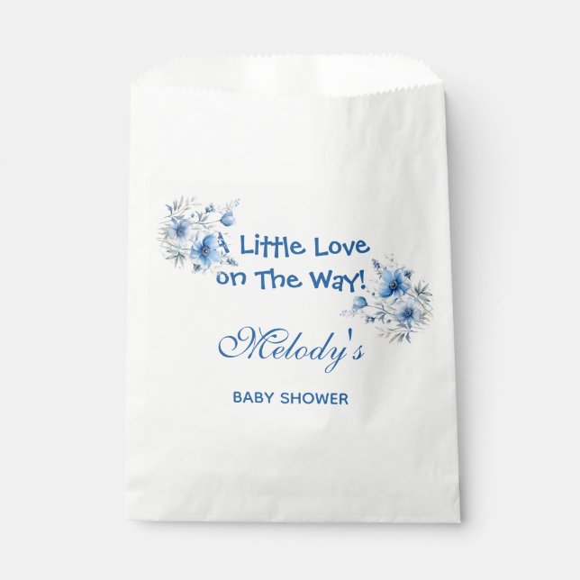 Bolsa De Papel Heart Glasses Teddy Bear Blue Baby Shower  (Anverso)