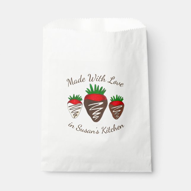Bolsa De Papel Hecho con amor Chocolate Fresas Barnizadas (Anverso)