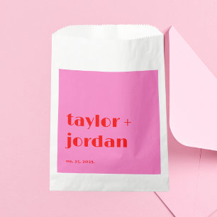 Bolsa De Papel Hechos divertidos Tipografía audaz Boda Rojo Rosa