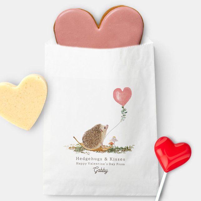 Bolsa De Papel Hedge Hugs & Kisses Hedgehog Mushroom Valentine (Subido por el creador)