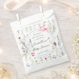 Bolsa De Papel Heirloom Rose Bow and Stork Baby Shower 