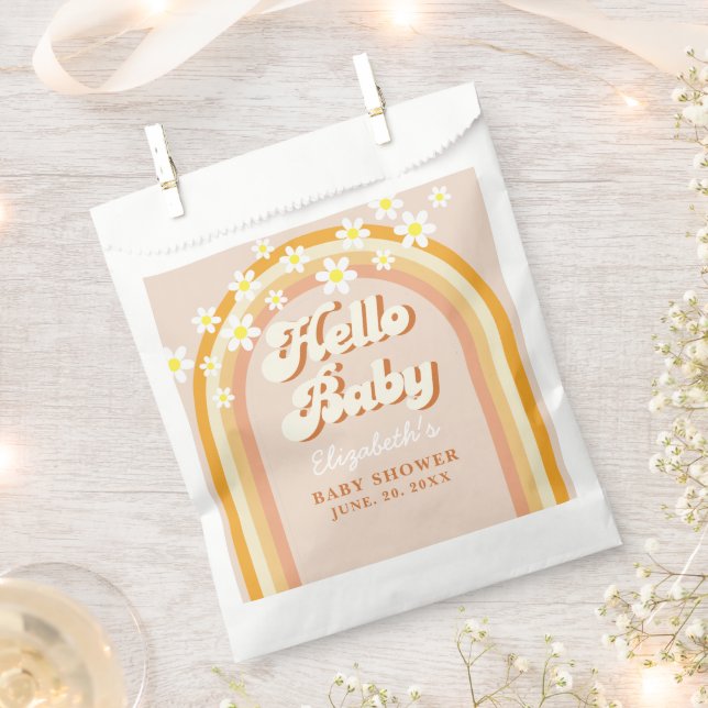 Bolsa De Papel Hello Baby Cute Groovy Baby Shower (Cortado)