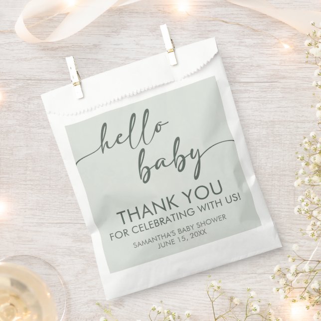 Bolsa De Papel Hello Baby Minimalist Baby Shower (Cortado)