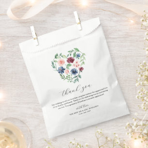 Bolsa De Papel Hermosa acuarela Floral Corazón Boda