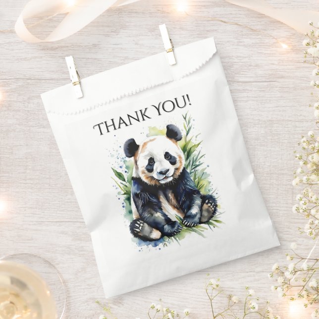 Bolsa De Papel Hermosa acuarela Panda Bear Gracias (Cortado)
