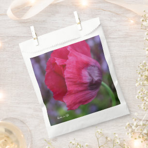 Bolsa De Papel Hermosa Flor de Amapola Rosa y Morada