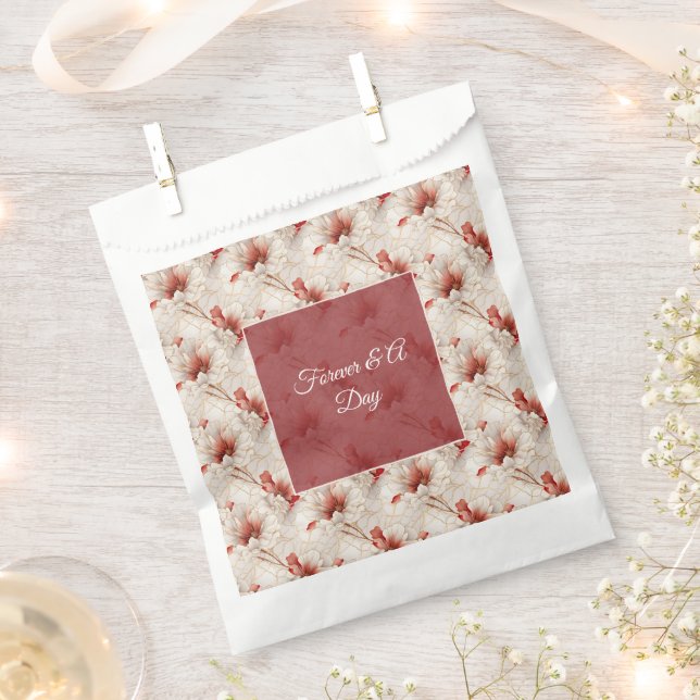 Bolsa De Papel Hermosa Floral Blanca Roja (Cortado)