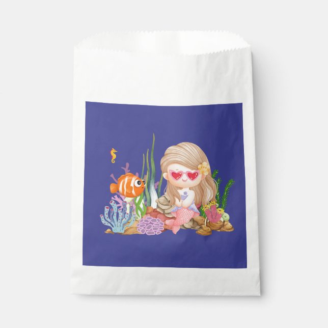 Bolsa De Papel Hermosa sirena BRUNET HAIR jugando en el mar (Anverso)