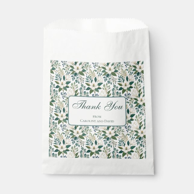 Bolsa De Papel Hermosas flores blancas modernas y bayas (Anverso)
