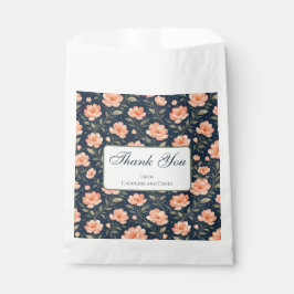 Bolsa De Papel Hermosas flores de melocotón en azul marino