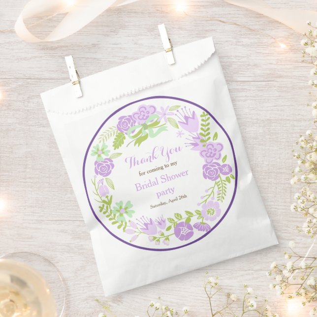 Bolsa De Papel Hermoso Aro Floral Púrpura para Despedida de Solte (Cortado)