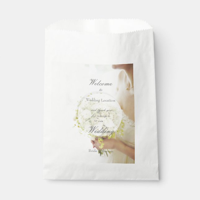 Bolsa De Papel Hermoso boda de flores de novia editable (Anverso)