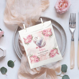 Bolsa De Papel Hermoso Chica floral rosa de cisne Baby Shower