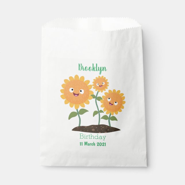 Bolsa De Papel Hermosos girasoles alegres sonrientes ilustracion  (Anverso)