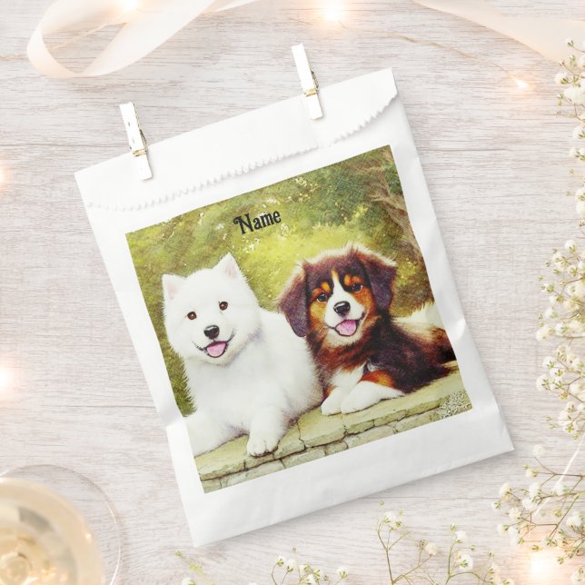 Bolsa De Papel Hermosos pastores Samoyed e inglés Shepherd (Cortado)