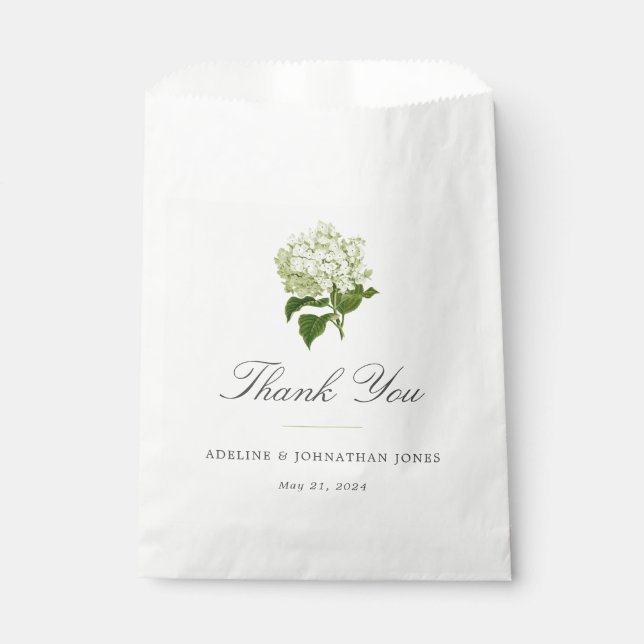 Bolsa De Papel Hidrangea blanca y verde elegante (Anverso)