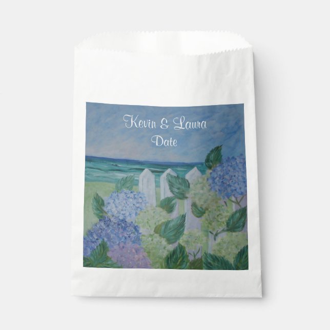 Bolsa De Papel Hidrangeas Junto A La Boda De Playa (Anverso)