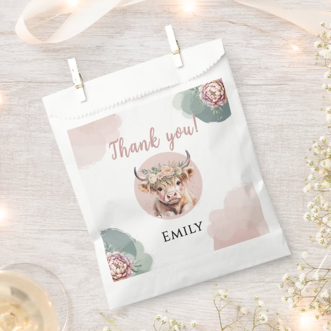 Bolsa De Papel Highland Cow Birthday Favor Bags Girl Party (Cortado)