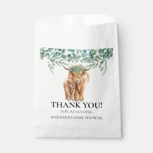 Bolsa De Papel Highland Cow Calf Baby Shower Eucalyptus