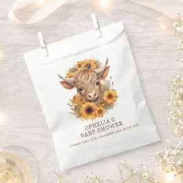 Bolsa De Papel Highland Cow Sunflowers Baby Shower