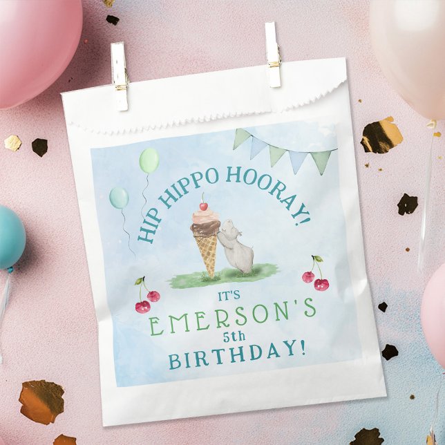 Bolsa De Papel Hip Hippo Hooray Birthday Party (Hip Hippo Hooray Birthday Party Favor Bag)