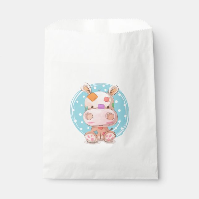 Bolsa De Papel Hipopótamo de patchwork azul (Anverso)