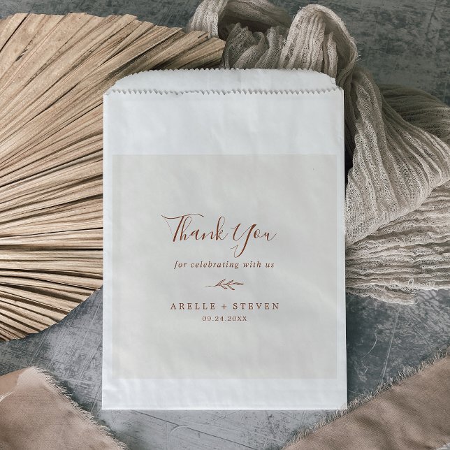 Bolsa De Papel Hoja mínima | Boho Cream Gracias Boda (Subido por el creador)